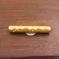 Fine 999 Pure 24K Yellow Gold Pendant Women 3D Luck Six-word Motto Bead Pendant 1-15g 28x5mm Best Gift