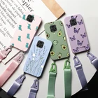 Чехол для Xiaomi Redmi Note 9 Pro, силиконовый чехол для Xiaomi Redmi Note 9 Pro Max 9S 9T, шнур, ожерелье, ремешок, цветок, Funda