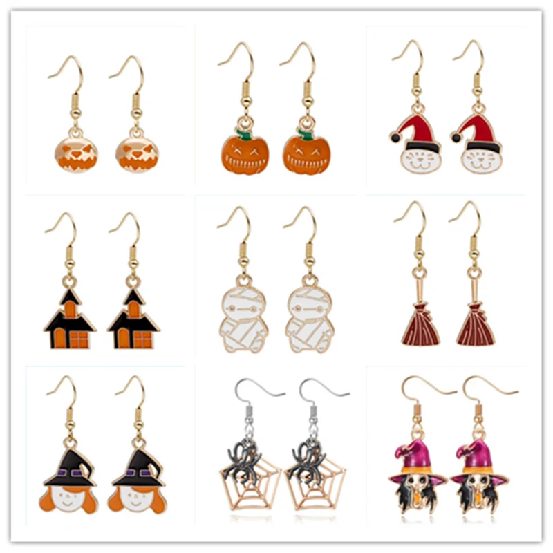 

Women Earrings Fashion Skull UFO Zombie Grim Reaper Octopus Bear Drop Simple Cool Cute Jewelry Handmade Girls Gift