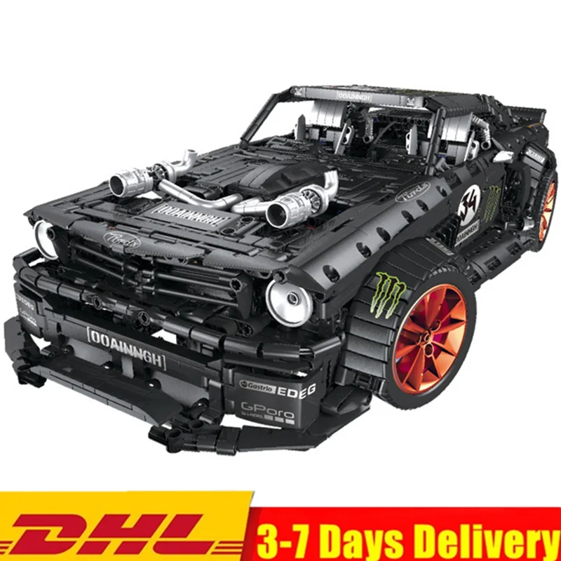 Without original Box MOC супер черные гонщики Mustang Hoonicorn RTR V2 гоночный спортивный автомобиль строительные блоки наборы Кирпичи подарок для детей игрушка совместимая - Цвет: Without original Box