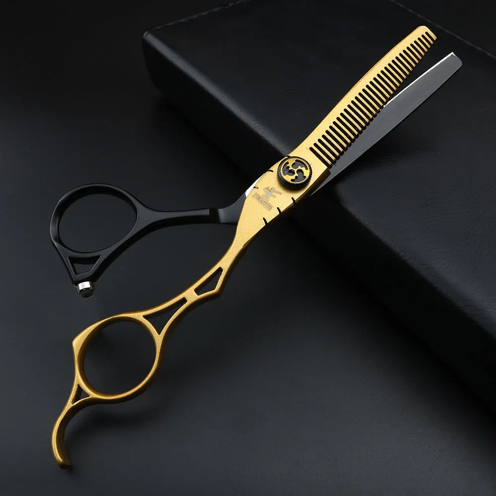 6 дюймов желтый японский 440C ножницы для волос Парикмахерские высокое качество