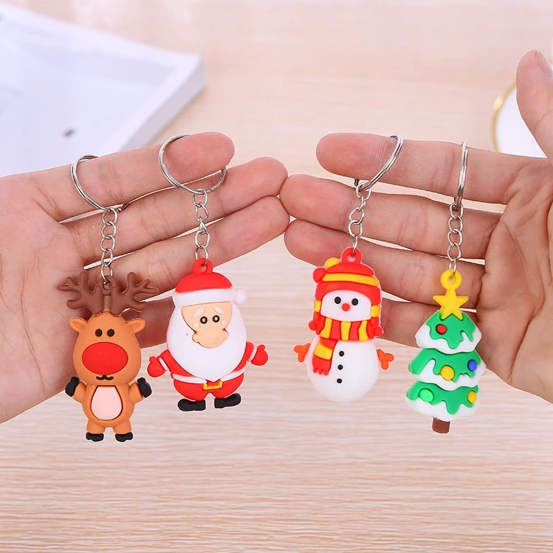 

Брелок для ключей, из ПВХ, с Санта-Клаусом, снеговиком, украшение на новый год 2022, 2/5 шт.
