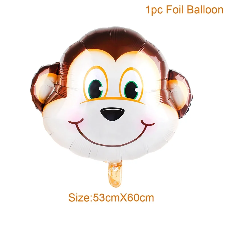 monkey balloon 10 шт. воздушные шары из алюминиевой фольги с мультяшными животными для вечеринки в стиле сафари, украшение для дня рождения, милый воздушный шар, повязка на голову - Цвет: monkey balloon