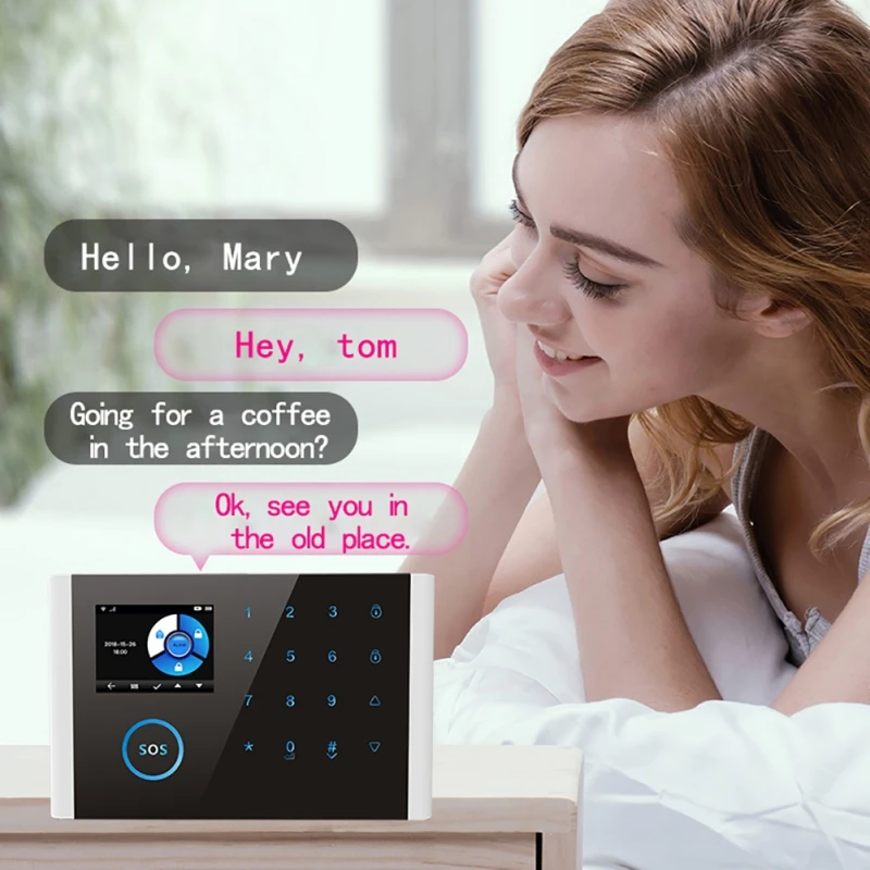 Wifi/GSM/4G GPRS Alarm System Wireless Infrared Smart Home Security Monitoring Host LCD Display/SOS/Cellphone Remote Control