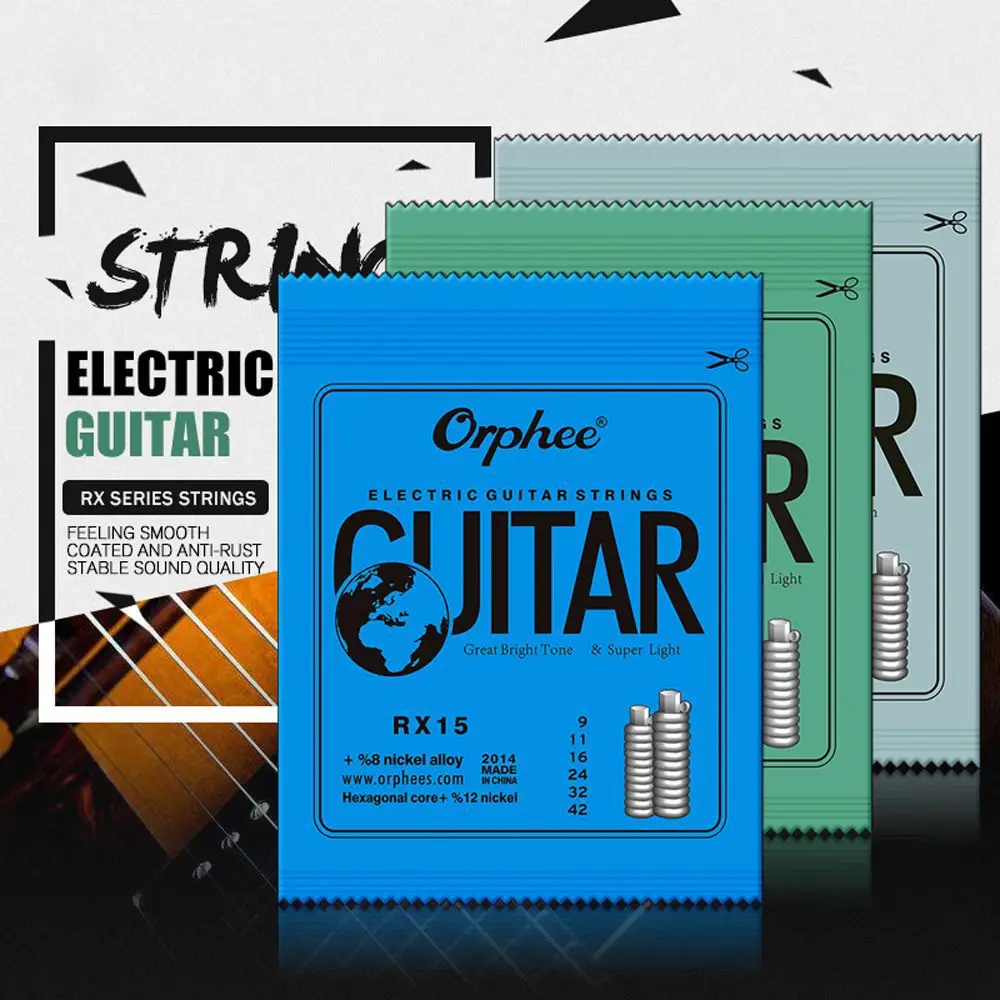 

Metal Electric Guitar Strings Set RX Series Practiced Hexagonal Carbon Steel 6 String for Guitar Parts Musical Instrument