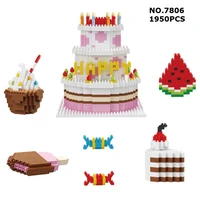 delicious food birthday cake set meal micro diamond block candy ice cream watermelon nanobricks building bricks toys for gifts