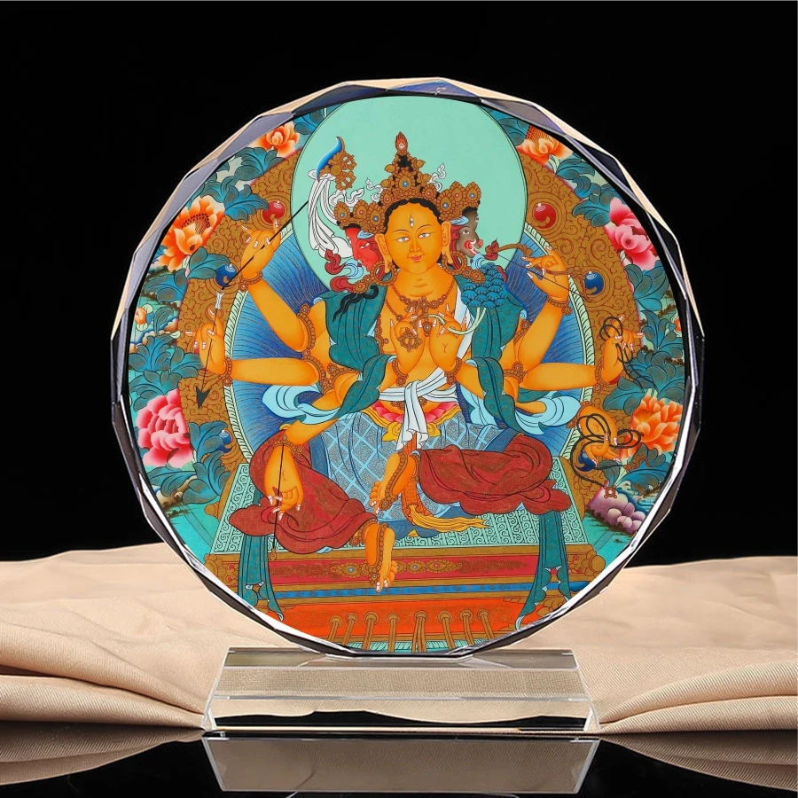 

Тибетская тантрическая Будды: morizhi Небесный Будды, портрет of Guangming Будды, храм, с украшением в виде кристаллов украшения