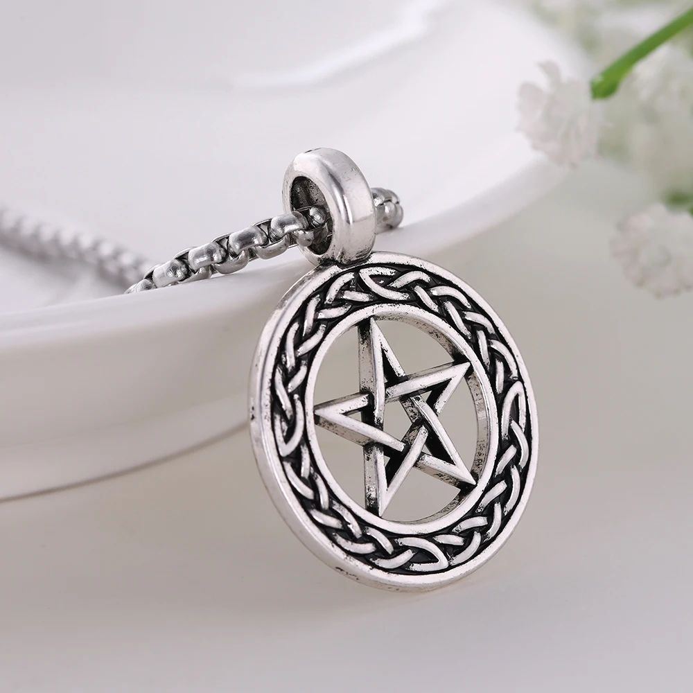 Dawapara полый Pentacle ирландское узел кулон Цепочки и ожерелья пентаграмма ювелирные