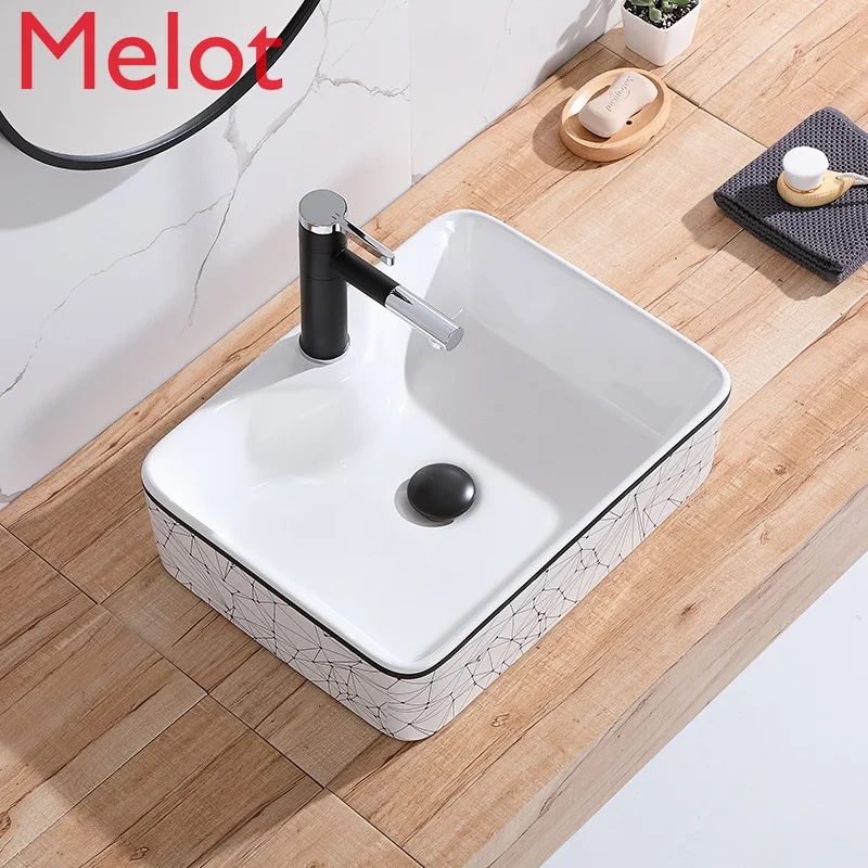 

Simple washbasin household circular ceramic washbasin washbasin creative square washbasin art basin