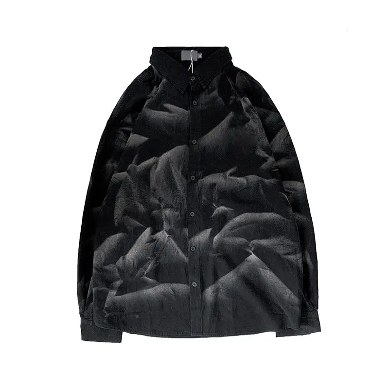 

Spring Tie-dye Shirt Men's Fashion Printing Retro Casual Shirt Men Streetwear Korean Loose Long-sleeved Shirts Mens Dress Shirt