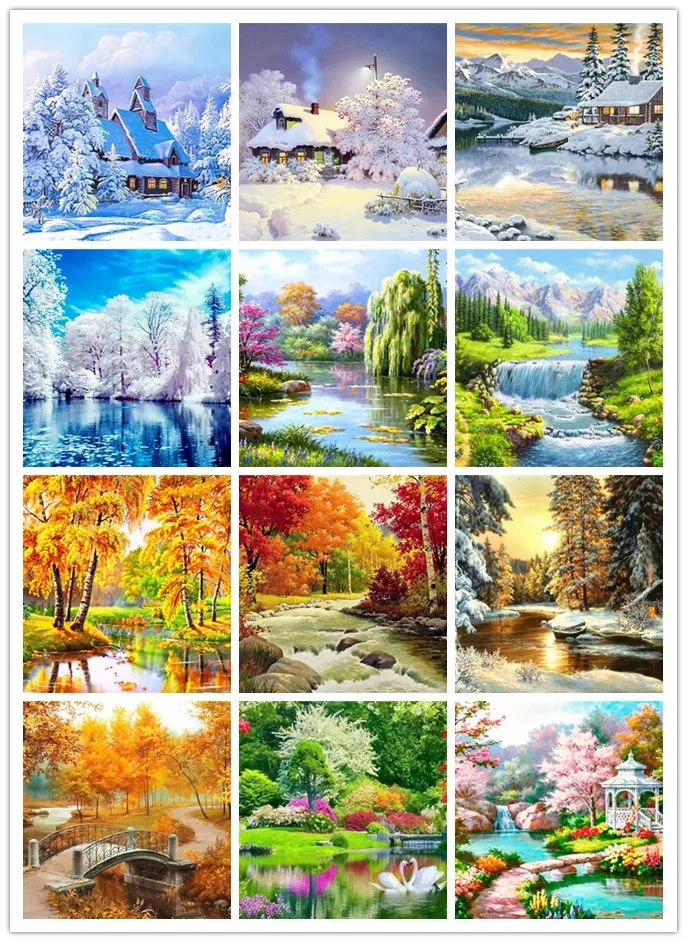 

5D Diy Diamond Painting Winter Snow Scenic Art Rhinestones Embroidery Pictures Home Decoration Gifts Mosaic Cross Stitch Gifts