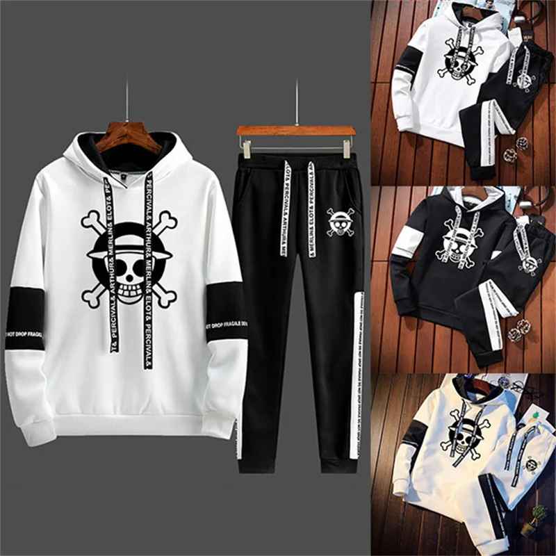 Men's Clothing Spring Autumn Hip Hop Hoodie+Pants Tracksuit 2 Piece Set Skull Casual Streewear Wholesale Clothes to Sell Outfit