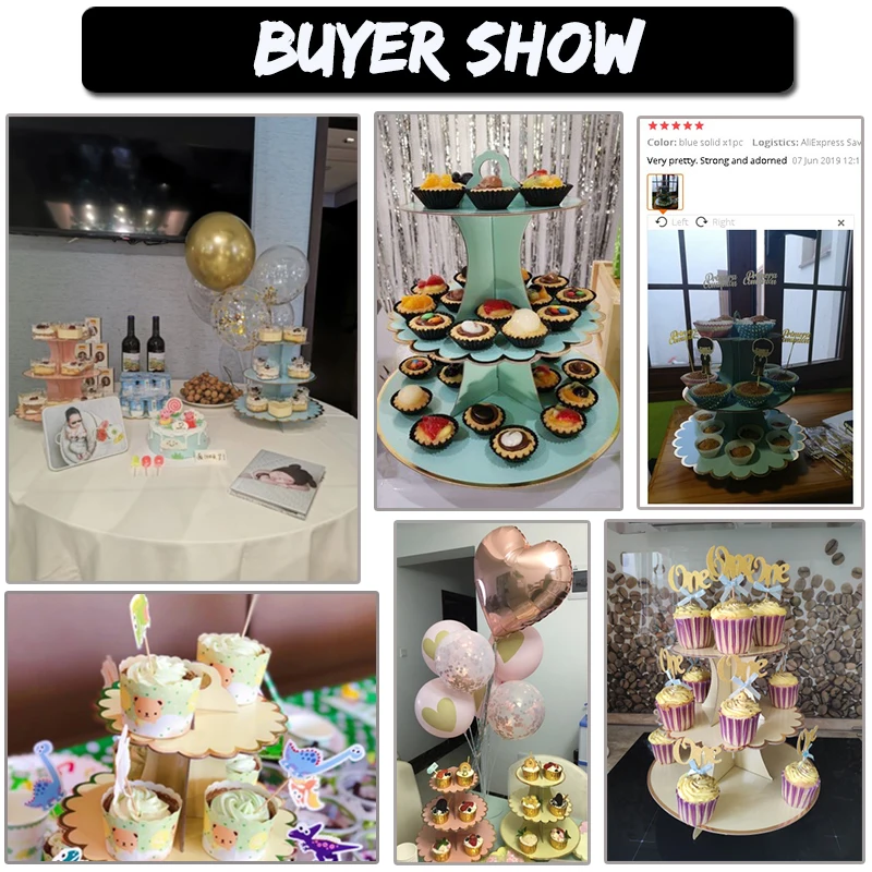 3 слойная круглая картонная подставка для кекса складной дисплей принадлежности