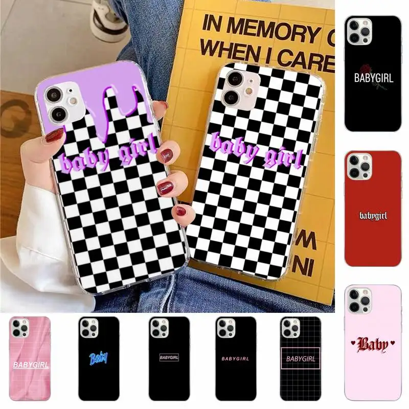 

BABY Babe babygirl honey line Text art Phone Case for iPhone 11 12 13 mini pro XS MAX 8 7 6 6S Plus X 5S SE 2020 XR