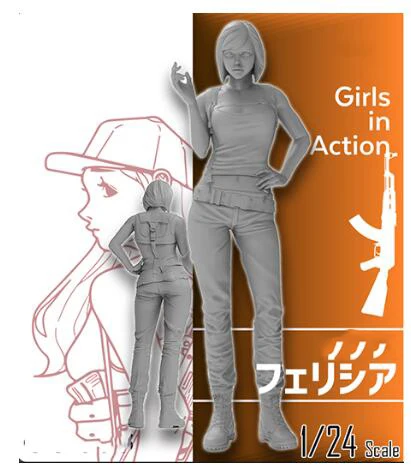 Новая коллекция 1/24 летняя Фелиция девочка солдат 75 мм набор из смолы игрушки