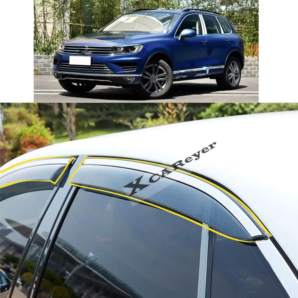 

For VW Volkswagen Touareg 2011 2012 2013 2014 2015 2016 2017 2018 Sticker Plastic Window Glass Wind Visor Rain/Sun Guard Vent