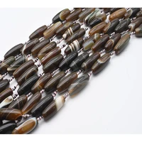 2strandslot 40mm natural smooth dark brown cylindrical agate stone beads for diy bracelet necklace jewelry making strand 15