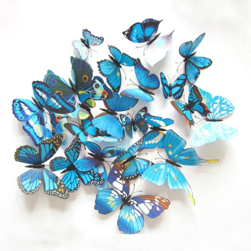 12 шт. в упаковке синий и красный цвета Бабочка наклейки на стену для детей