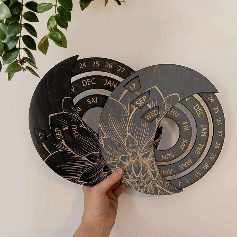 

Home Decoration Crafts Christmas Gift Study Desk Perpetual Calendar Multifunctional Wall Hanging Handicraft Wooden Calendars