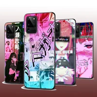 for samsung s22 s21 s20 fe ultra pro lite s10 5g s10e s9 s8 s7 plus sad anime aesthetic senpai shockproof black phone case