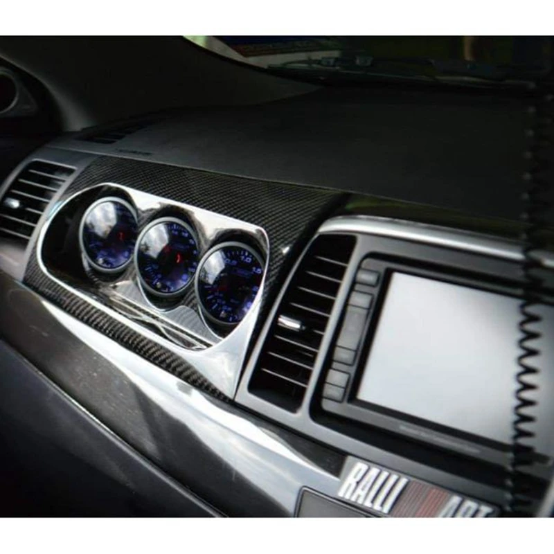 

Carbon Fiber Car Triple 3 Dash Mount Meter Holder Trim Cover for Mitsubishi Lancer Evolution EVO 10 M7 2006-2016