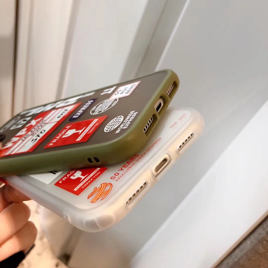 DHL Hot Express Bar code Label Phone case For iPhone 11 Pro X XS MAX 7 8 Plus Matte Acrylic Soft edge hard back cover coque |