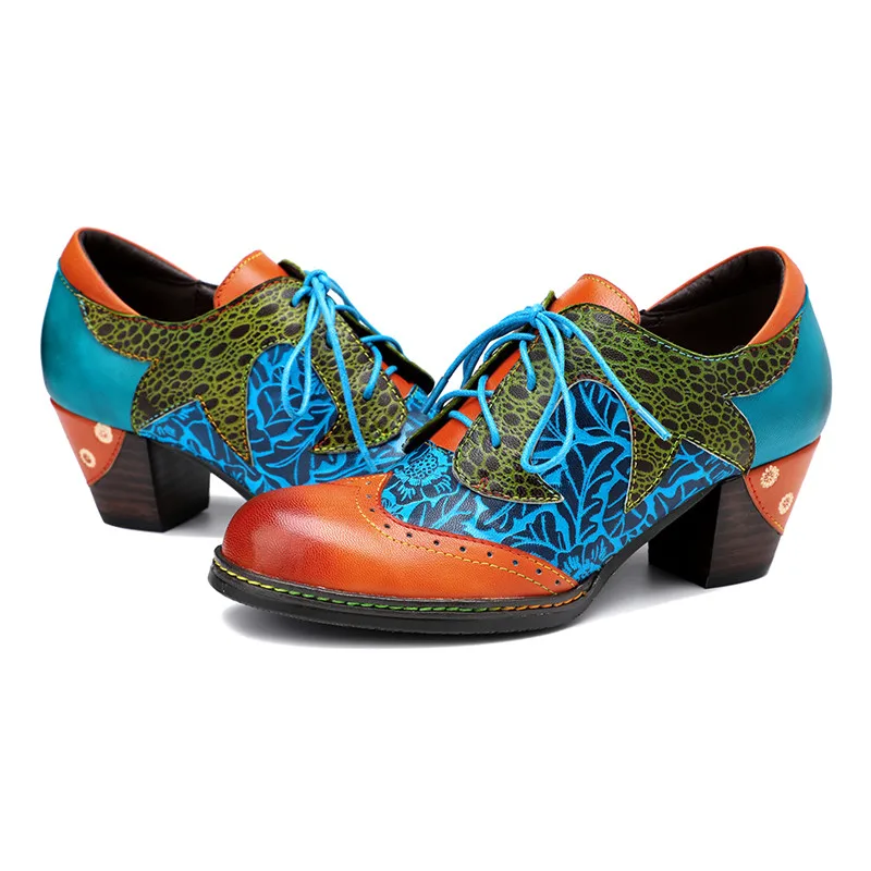 

TOTOMELA 2020 top quality vintage Handmade shoes women pumps lace up mixed colors spring summer single shoes ladies