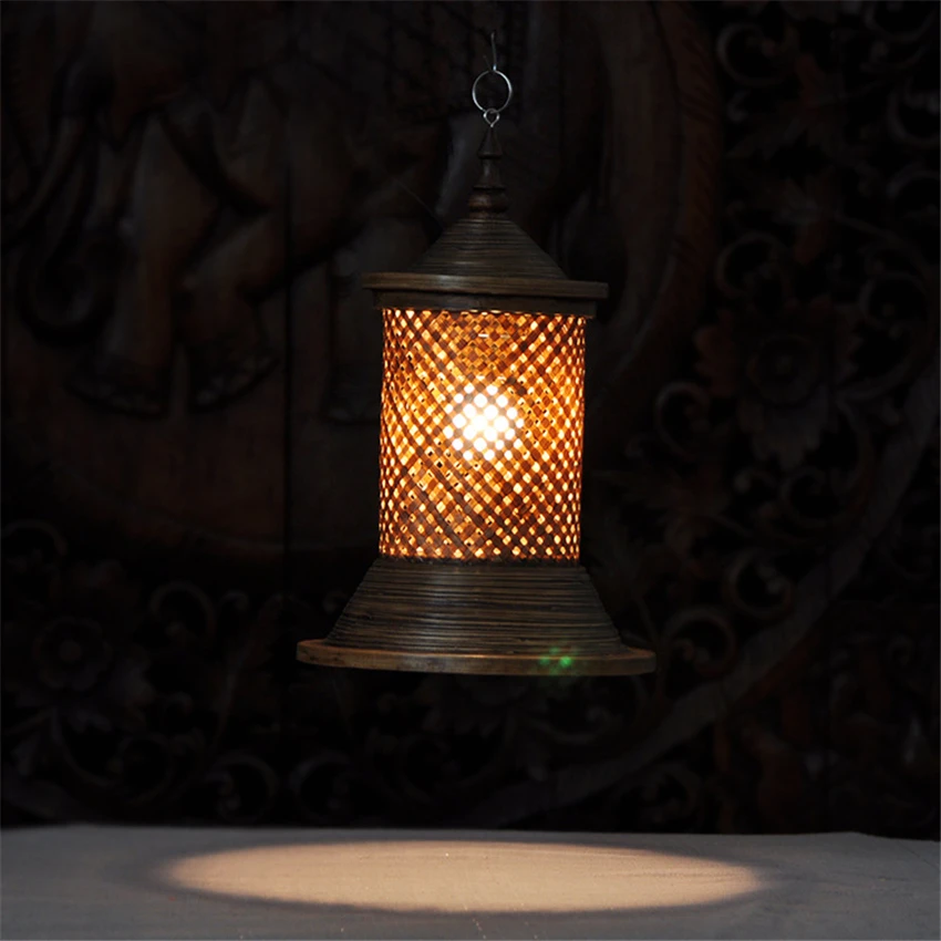 買取 タイ南東アジア竹壁ランプ手スタイル照明レストランキッチン通路廊下レトロ籐ランタン壁ライト