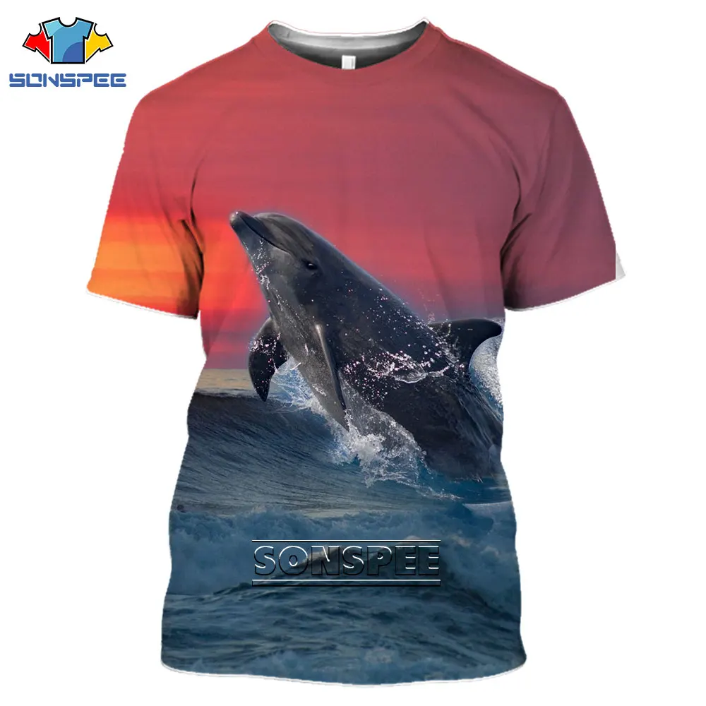 

SONSPEE Dolphin Animal Men Women 3D Print T-shirt Harajuku New Funny Kawaii Summer Fit and soft Casual Short Sleeve O-Neck Top