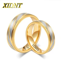 xidnt6mm fashion simple men titanium steel ring golden wave pattern 4mm ladies couple wedding jewelry engagement customized gift