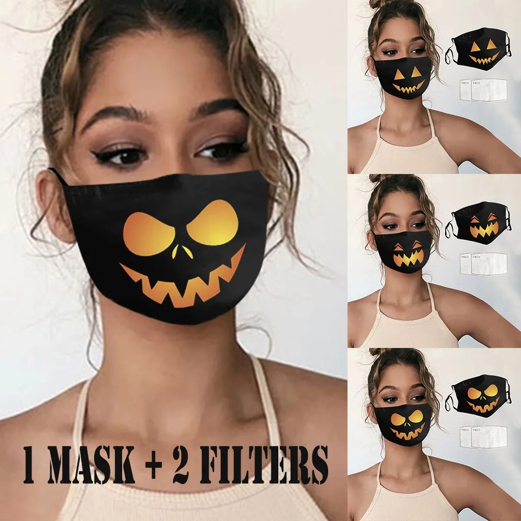 1 шт. универсальная моющаяся маска для лица с забавными принтами на Хэллоуин