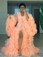 coral tulle maternity dresses with strapless long sheer tulle maternity robes custom made layered extra puffy tulle gowns robe