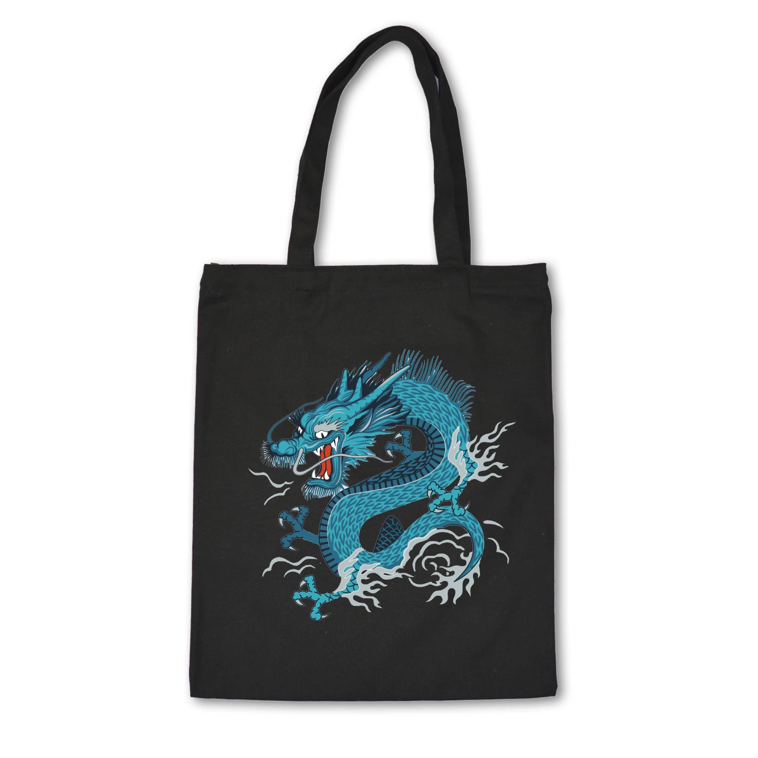 

Women Handbag Large Capacity Bag Canvas Shopping Bags Japan Anime Shoulder Bag Dragon Cartoon Tote Bag Vintage Harajuku Bag Men