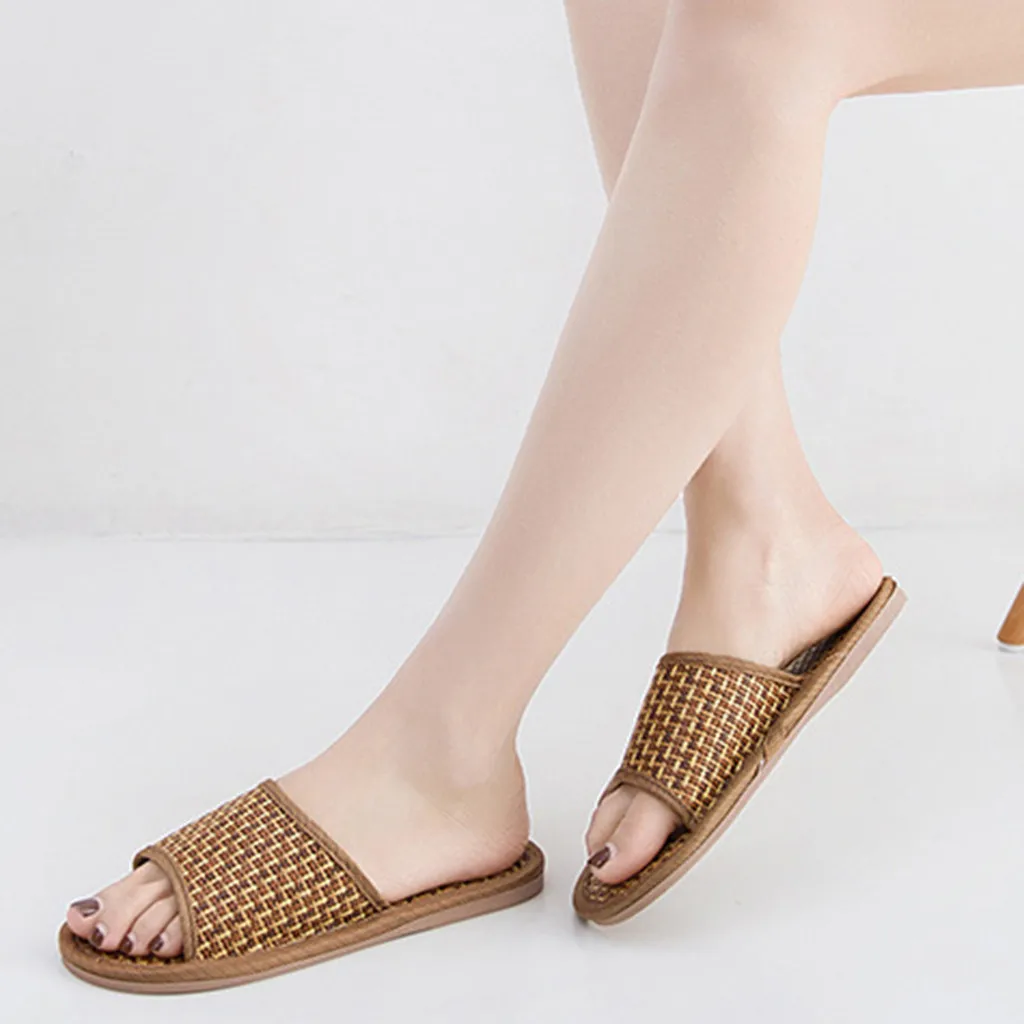 20 # домашние тапочки унисекс из тростника домашняя обувь соломенные Летние