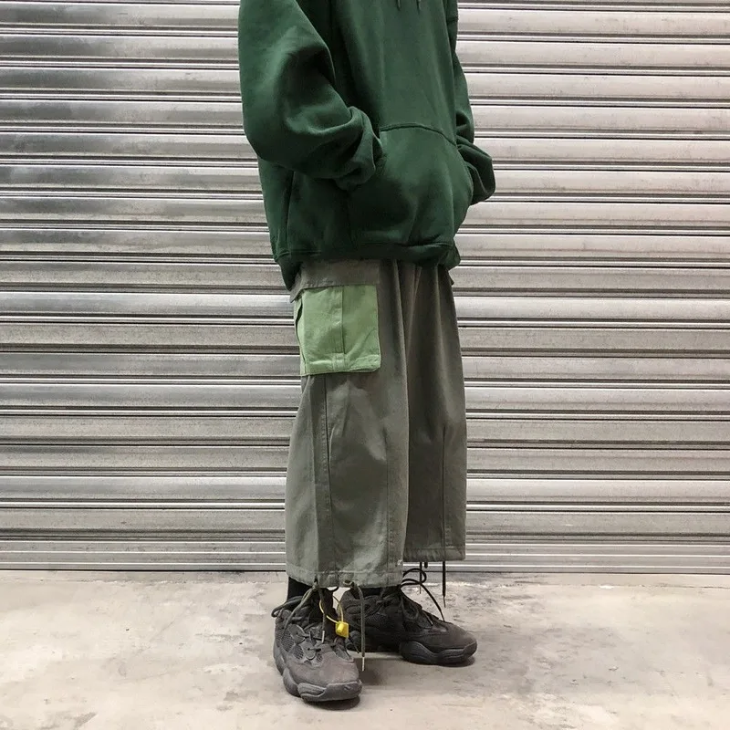 

Брюки-карго QWEEK женские в стиле хип-хоп, зеленые широкие штаны в стиле оверсайз, свободные штаны в Корейском стиле, Японская уличная одежда, б...