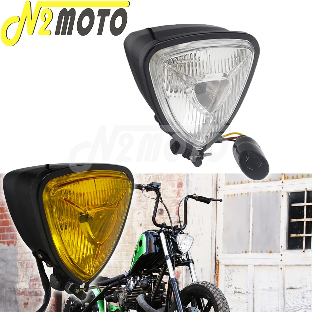 Для Harley Cafe Racer Chopper Bobber заказной мотоциклетный треугольный желтый налобный фонарь