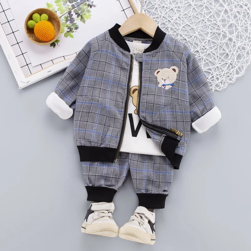 

2021 Spring and Autumn Kids Boys Girls Sets Cartoon Printed Jacket + Cartoon T-shirt + Pants 3Pieces Costume Kids Fashion Suits