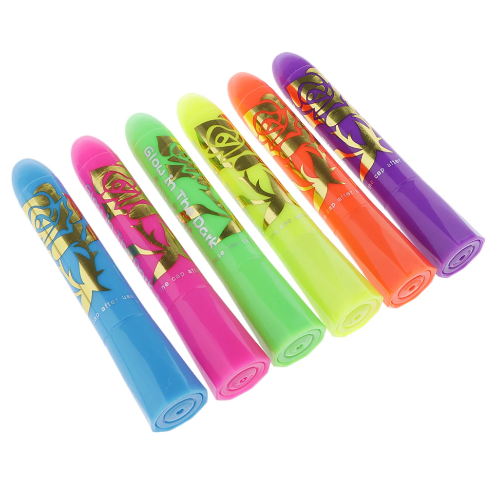 

6 COLORS UV GLOW in DARK FACE PAING BODY ART PAINTING NEON PIGMENTS MAKE UP