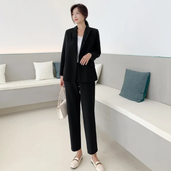 Элегантные женские брючные костюмы блейзер на одной пуговице куртка и штаны