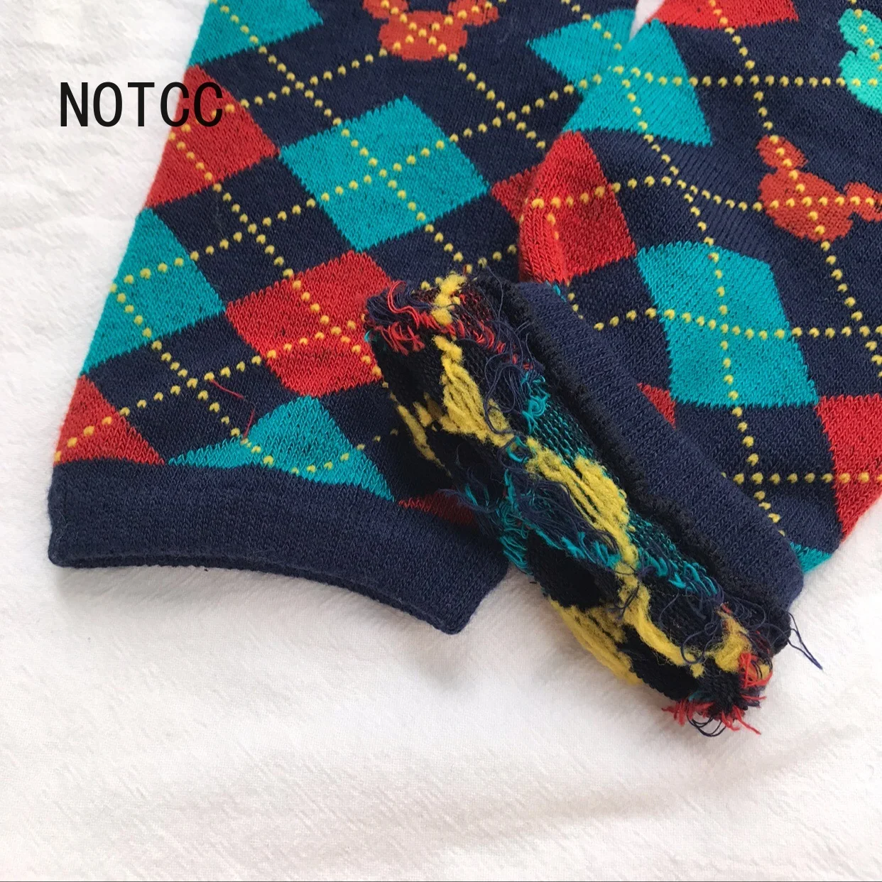 

NOTCC Retro Vintage Argyle Oversleeves Women Y2k Fashion Short Sleeve for Arms