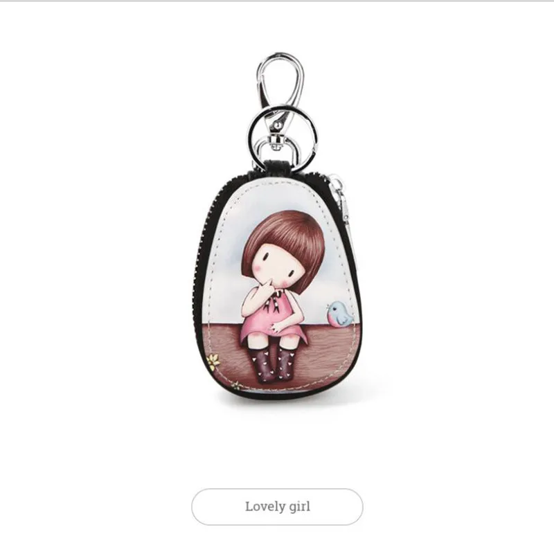 Модный мультяшный женский чехол для ключей Автомобильный милый кожаный
