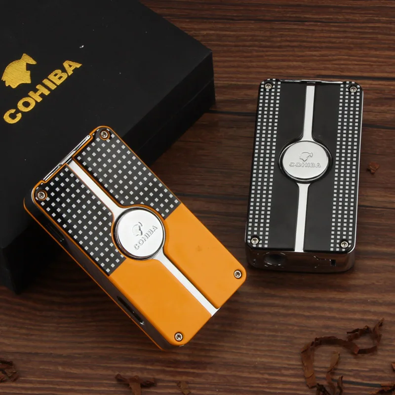 COHIBA карманная зажигалка для сигар металлические газовые зажигалки с бутаном 3