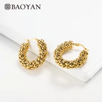 baoyan vintage gold hoop earrings small circle round hoop earrings wholesale mini golden stainless steel hoop earrings for women
