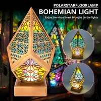 wooden hollowed out projection lamp bohemian romantic colorful star night light room decorative led light home party decor