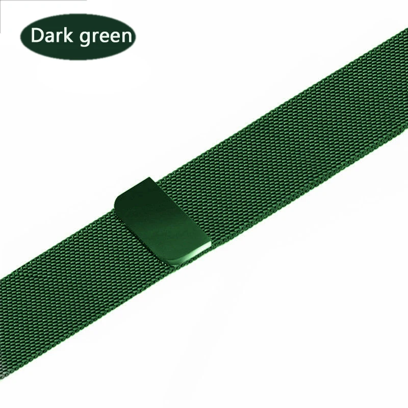 Dark green Миланская петля для Apple Watch ремешок 44 мм 40 мм 4 5 ремешок iwatch 42 мм 38 мм браслет из нержавеющей стали Apple watch 5 4 3 2 аксессуары - Цвет ремешка: Dark green
