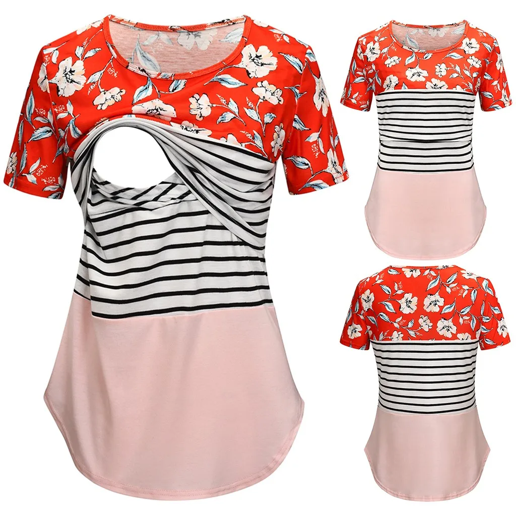 Красная Цветочная женская одежда без рукавов для беременных полосатые топы с