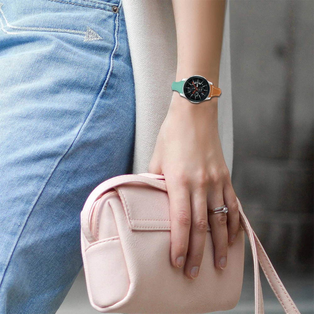 

OULUCCI color strap leather for samsung gear s3 watch strap Huawei watch Replacement strap fashion for galaxy watch 46mm