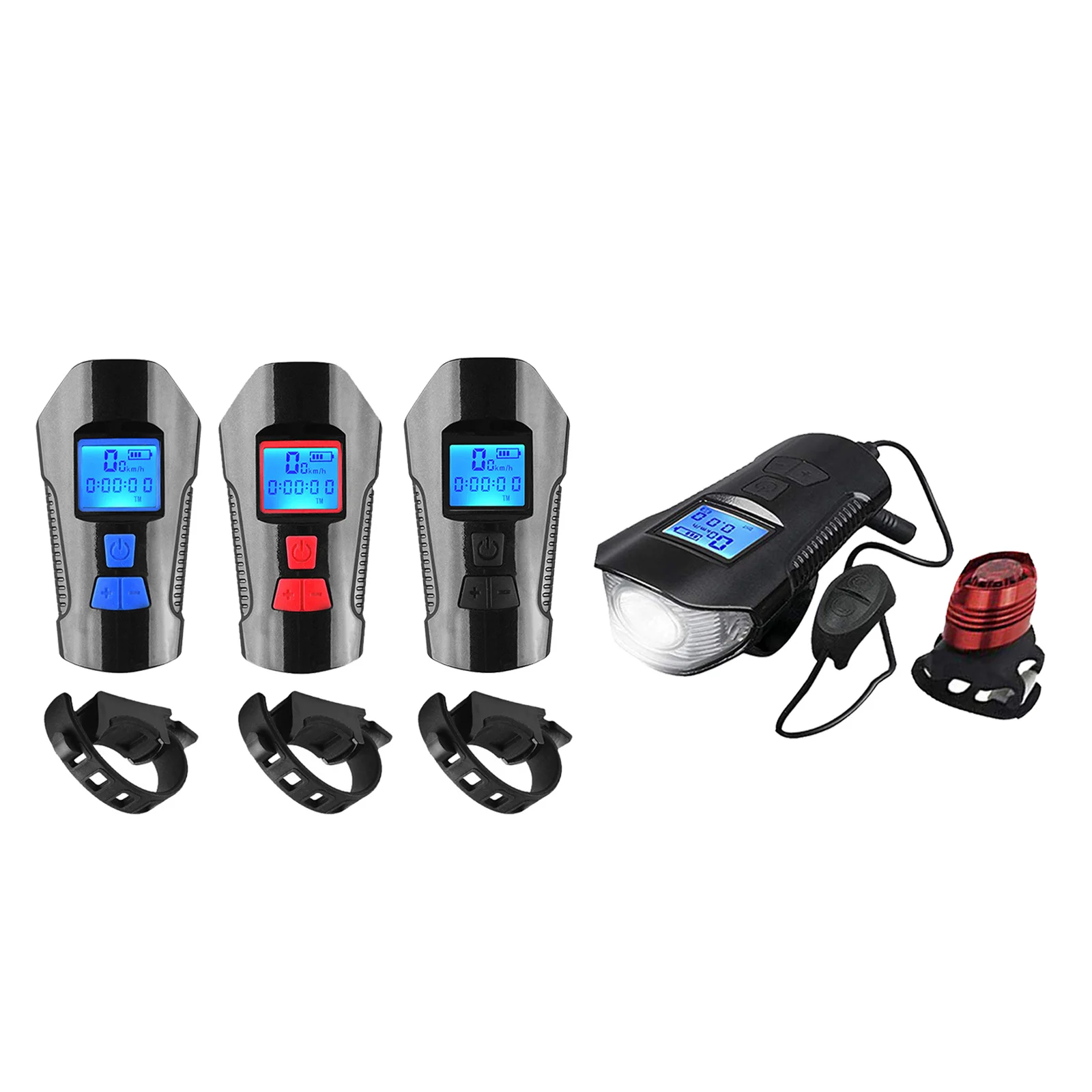 Rechargeable Bike Light Front Rear Headlight Taillight Bicycle Speedometer