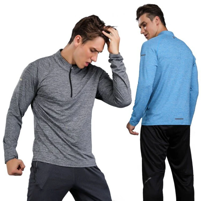 Gym Long Sleeve Mens Quick Dry Running Shirt Mesh Jogging Fitness Training Bike Cycling Jersey Outdoor Men Sports TShirt