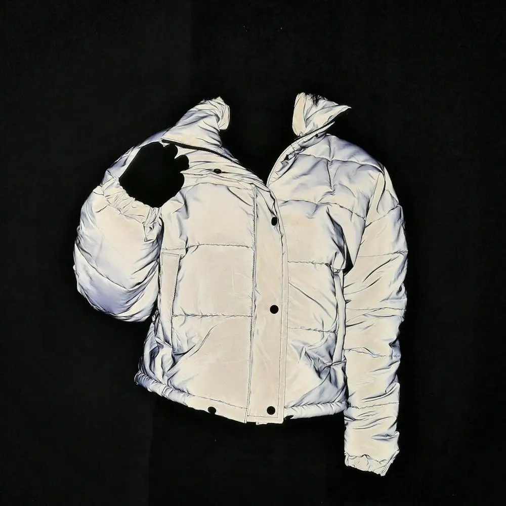 Женский светильник светоотражающая стеганая куртка Короткие топы теплая зимняя